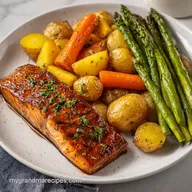 One Pan Garlic Herb Salmon Veggies Baked