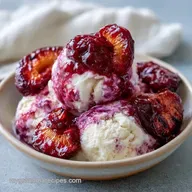 Grilled Plum Swirl Ice Cream: Creamy