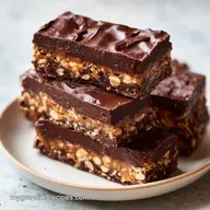 No Bake Chocolate Peanut Butter Bars with Creamy Fudgy Base