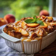 Peach Bread Pudding with Bourbon Glaze