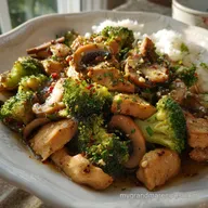 Chicken Broccoli and Mushroom Stir Fry with Oyster Sauce in 25 Minutes