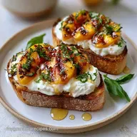 Warm Grilled Peach Crostini with Honey Butter