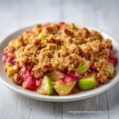 Apple Rhubarb Crisp with Lemon Recipe Card