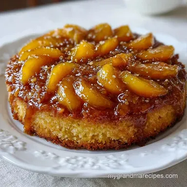 Baking Dish Peach Cake for 12 Servings Recipe Card