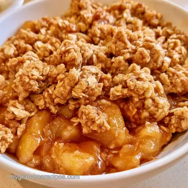 Canned Apple Pie Filling Crisp with Oats Recipe Card