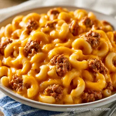 Cheesy Beef Macaroni in 30 Minutes Recipe Card