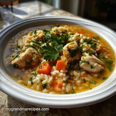 Chicken and Rice Soup Recipe for Velvety Broth Recipe Card