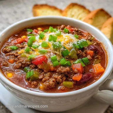 Chili Cookoff Idea Recipe with Ground Beef: Championship Style Recipe Card