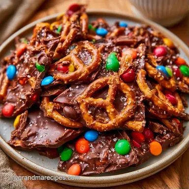 Pretzel Bark with Dark Chocolate Recipe Card