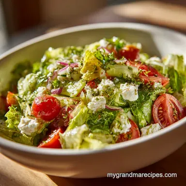 Classic Chopped Salad for 4 Servings with Fresh Crispy Vegetables Recipe Card