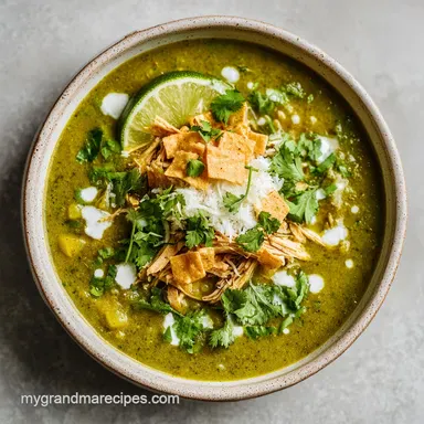 Creamy Green Chicken Enchilada Soup Recipe: 30 Min Recipe Card
