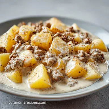 Creamy Meat Potato Skillet: One-Pot Recipe Card