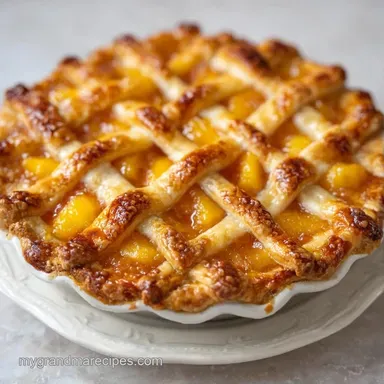 Double Crust Peach Pie for 8 Servings Recipe Card