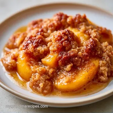 Peach Crisp for 8 Servings: Golden Recipe Card