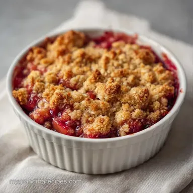 Rhubarb Crisp for 6 Servings: Golden Recipe Card