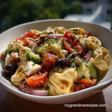 Greek Tortellini Salad: Zesty Pasta Side Recipe Card