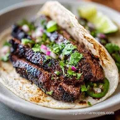Grilled Flank Steak Tacos Recipe: Tender, Zesty Recipe Card