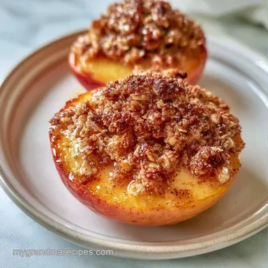 Healthy Baked Peaches with Honey Recipe Card