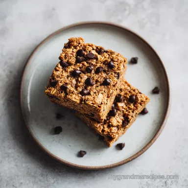 Healthy Peanut Butter Chocolate Chip Oatmeal Bars in 30 Minutes Recipe Card