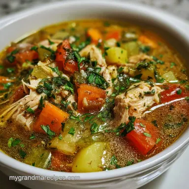 Hearty Chicken Veggie Soup (Cozy One-Pot Dinner) with Fresh Herbs - One-Pot Method Recipe Card
