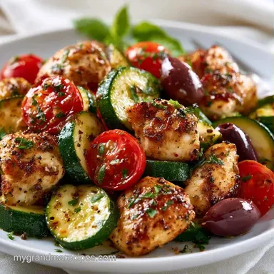 Mediterranean Chicken Zucchini Bake Recipe Card