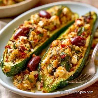 Stuffed Zucchini with Quinoa and Feta Recipe Card