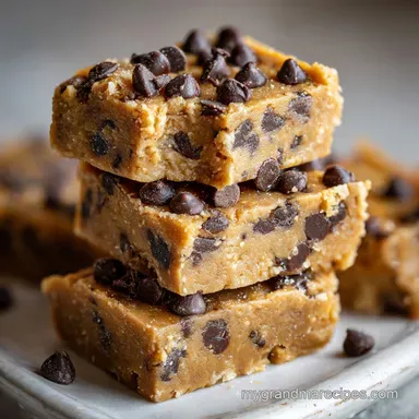 Healthy No Bake Cookie Dough Bar with Chocolate Chips (Gluten-Free, Vegan) - No-Bake Recipe Card