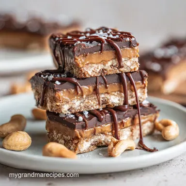 No Bake Chocolate Peanut Butter Bars with Creamy Fudgy Base Recipe Card