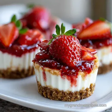 Strawberry Shortcake No Bake Mini Cheesecakes for 12 Recipe Card