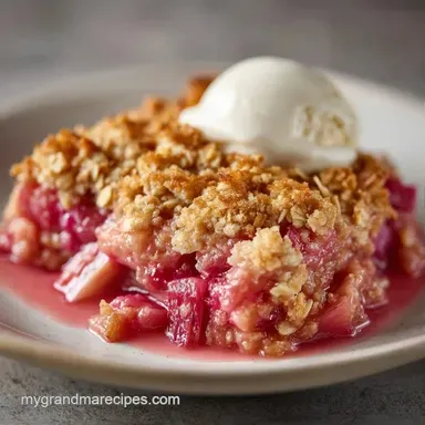Rhubarb Crisp with Oats for 12 Servings Recipe Card