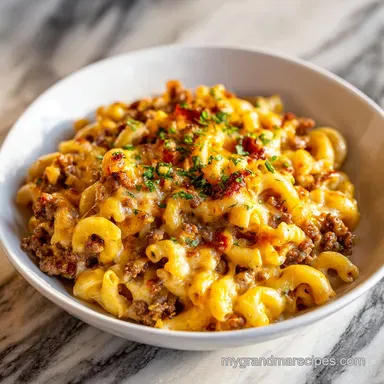 Pizza Mac and Cheese Bake for 6 Servings Recipe Card