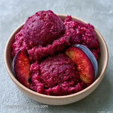 Roasted Plum Vanilla Sorbet Recipe Card