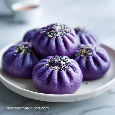 Purple Sweet Potato Steamed Buns for 12 Servings Recipe Card