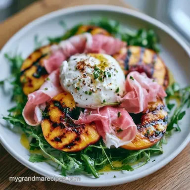 Savory Grilled Peach Salad for 4 Servings Recipe Card