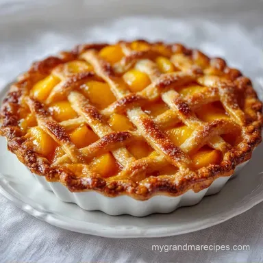 Scratch Baked Peach Pie for 10 Slices Recipe Card