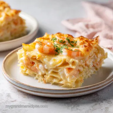 Shrimp Scampi Lasagna for 8 Servings Recipe Card