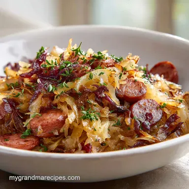 Skillet Kielbasa and Sauerkraut for 4 Servings Recipe Card
