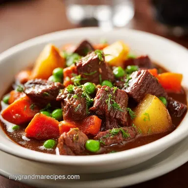 Slow Cooker Beef Stew with Red Wine for 6 Servings Recipe Card