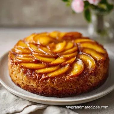 Summer Peach Cake Recipe for 10 Servings Recipe Card
