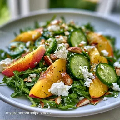 Sweet Peach Summer Salad in 20 Minutes Recipe Card