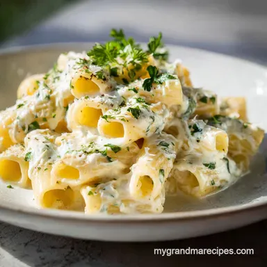 Three Cheese Rigatoni in 35 Minutes Recipe Card
