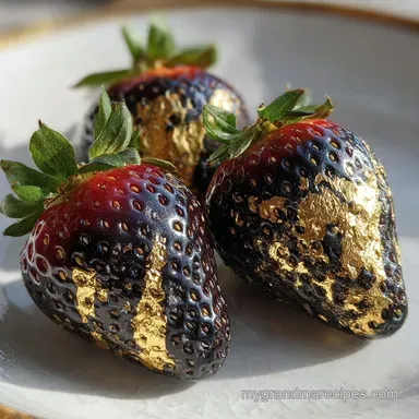 Valentine's Black Chocolate Gold Covered Strawberries: Elegant Love Dessert Recipe Card