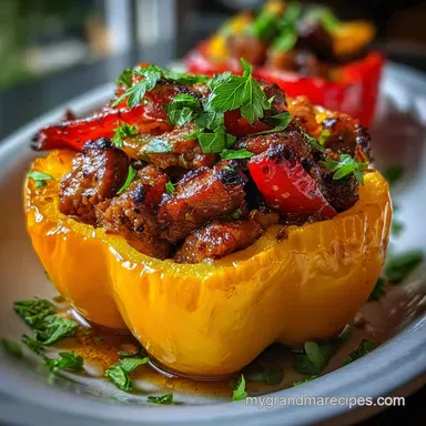 Venison Stuffed Bell Peppers: Savory Fire Roasted Filling Recipe Card