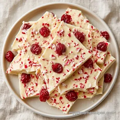 White Chocolate Bark with Candy Canes Recipe Card