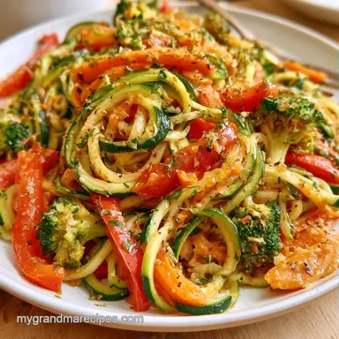 Zucchini Noodle Primavera in 25 Minutes Recipe Card