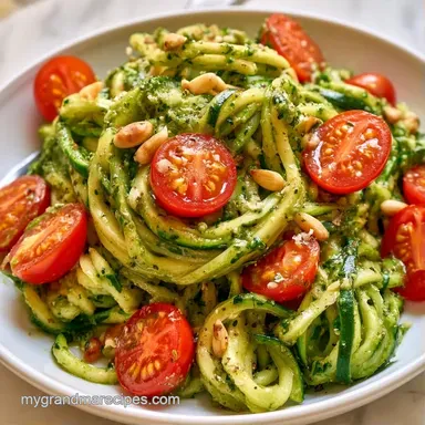 Zucchini Noodles Pesto in 15 Minutes Recipe Card