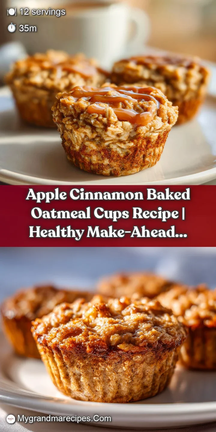 Close-up of a moist apple cinnamon oatmeal cup. Soft, textured surface with visible apple chunks and a light sprinkle of c...