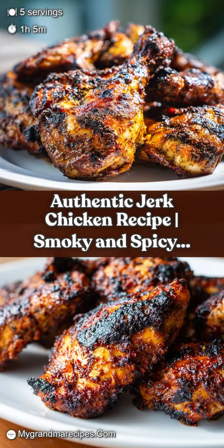 Juicy, dark jerk chicken skin glistening with spices. Close-up shot shows the texture and charred bits.