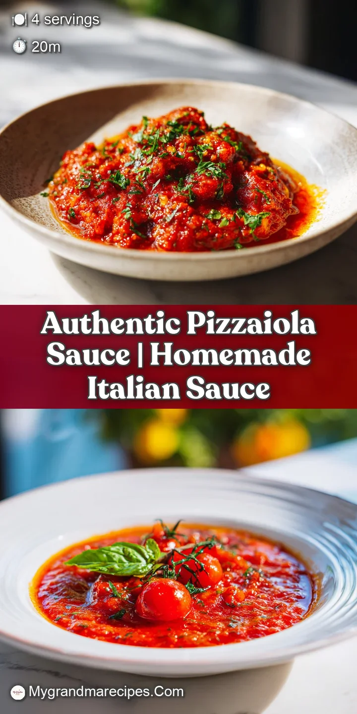Close-up of hearty pizzaiola sauce, chunky tomatoes, fragrant herbs, a vibrant and appetizing Italian culinary experience.