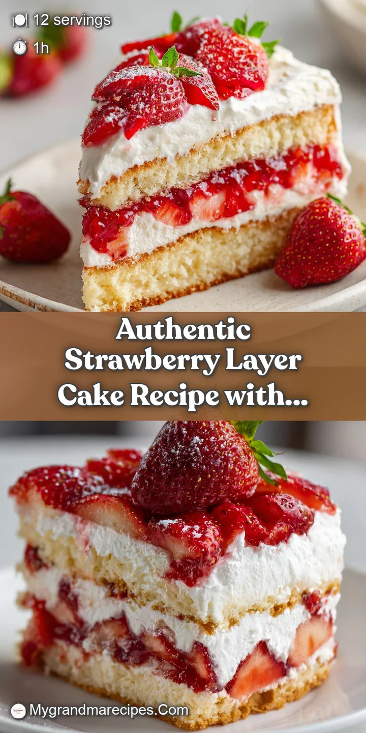 Close-up shot of strawberry cake layers, vibrant pink cake, creamy white frosting, and juicy red strawberry pieces creatin...